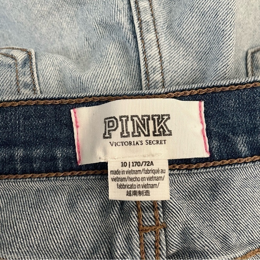 VICTORIA'S SECRET LOVE PINK HIGH WAISTED CUT OFF JEAN SHORTS LIGHT DENIM Size 10 - Picture 5 of 7